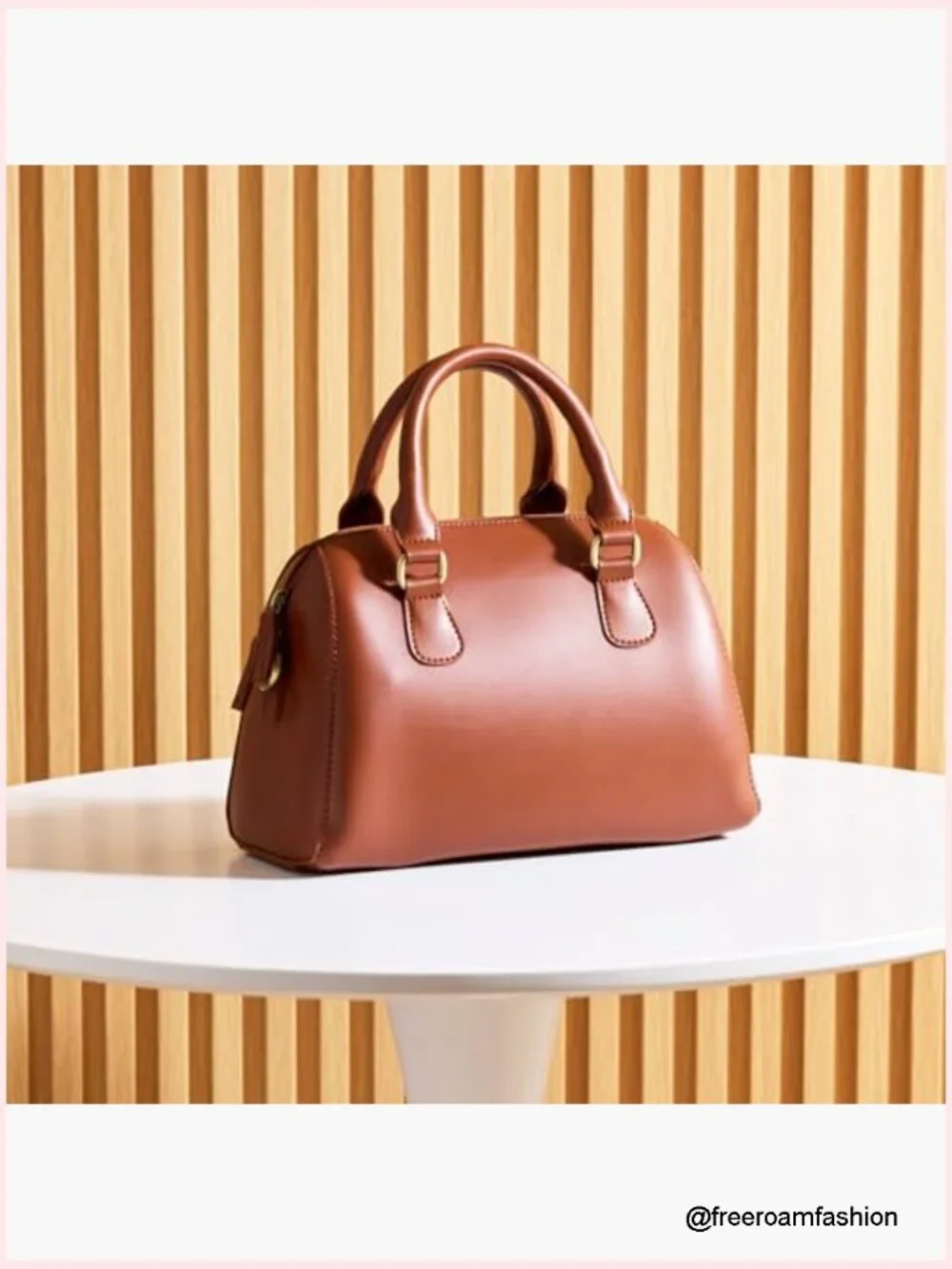Vintage Vegan Leather Boston Satchel Purse - Top Handle Shoulder Bag